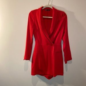 Red hot blazer romper